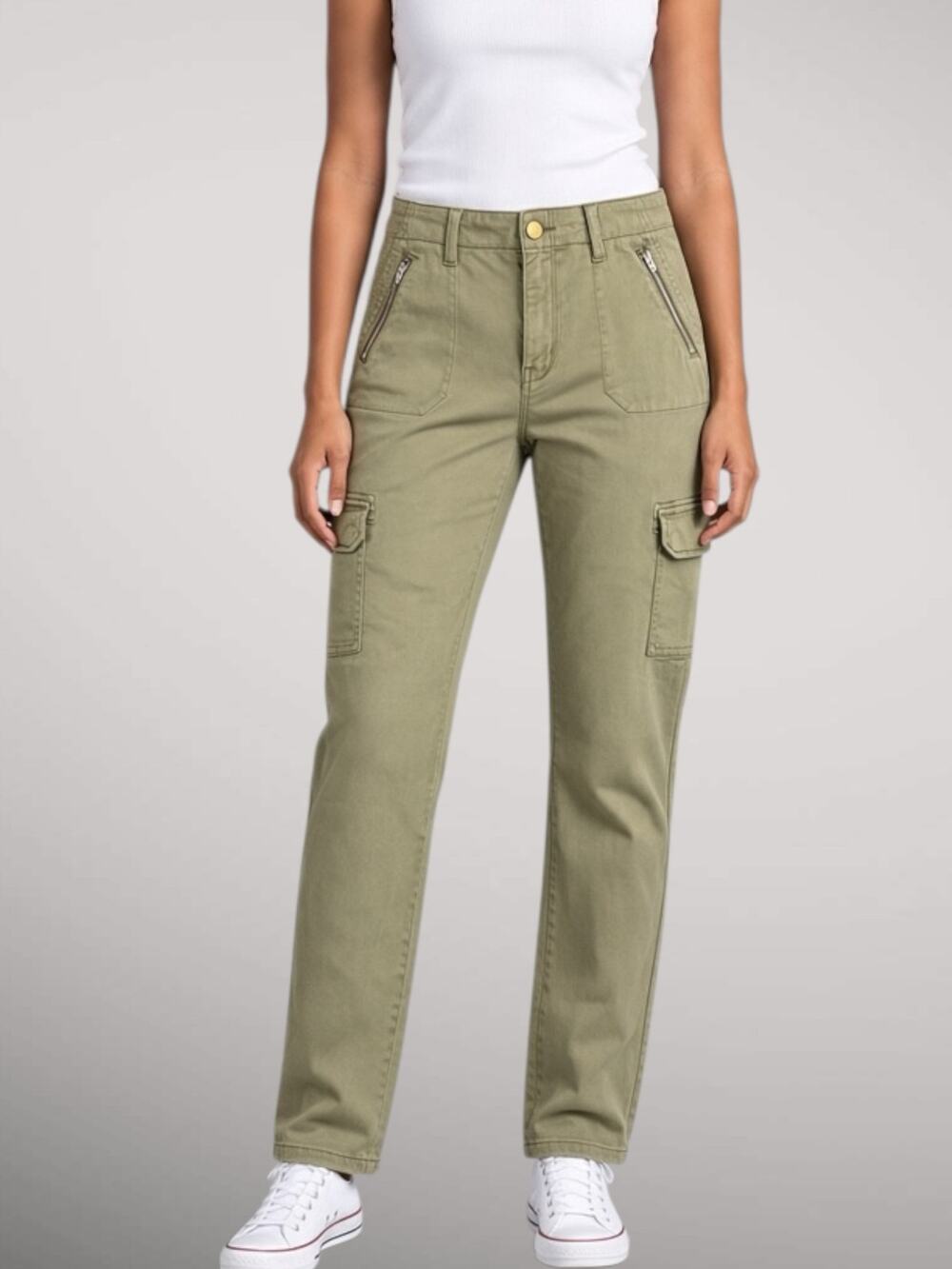 Level 99 Olive Green Tencel Twill Cargo Skinny Pants Size 30